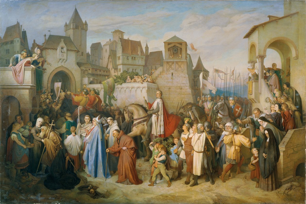 Hertig Leopold den ärorika intåget i Wien efter korståget 1219 av Joseph Mathias von Trenkwald