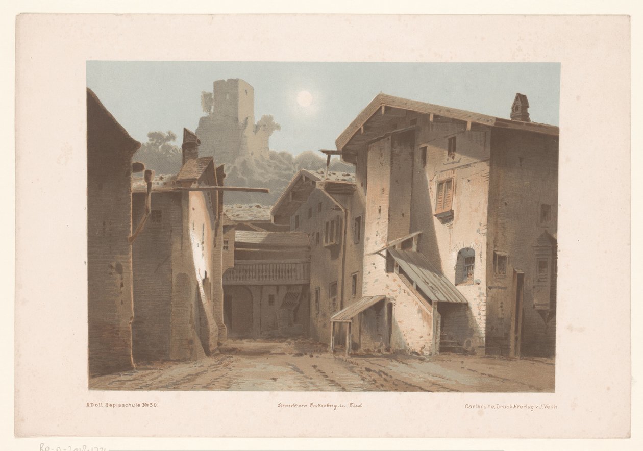 Utsikt över Bad Ragaz Hof-Ragatz kanton St. Gallen (titel på objekt) av Joseph Maximilian Kolb