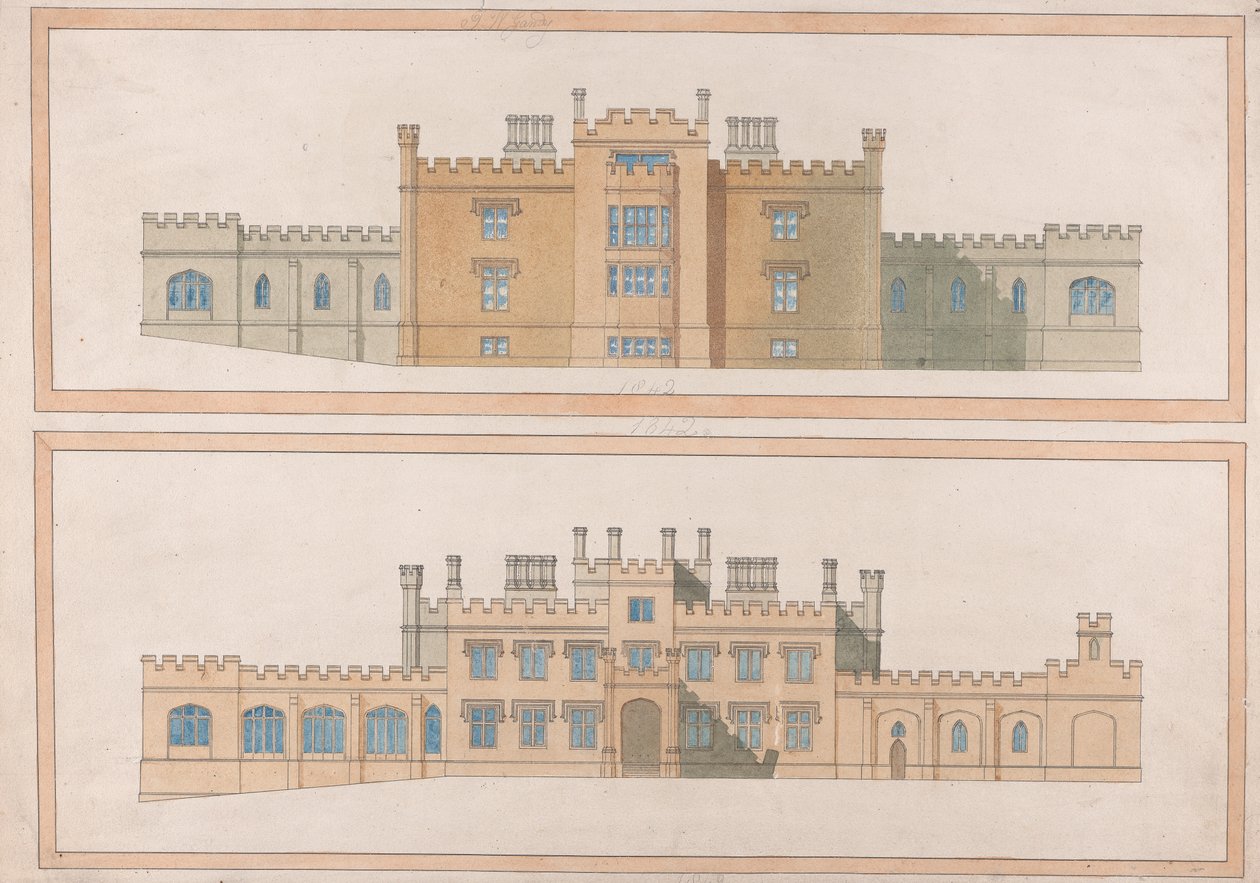 Design för ett Tudoresque Country House av Joseph Michael Gandy