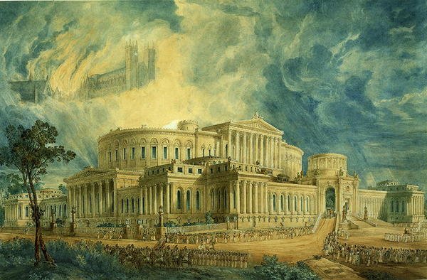 Nytt senatshus, London, ej genomförd design av Joseph Michael Gandy