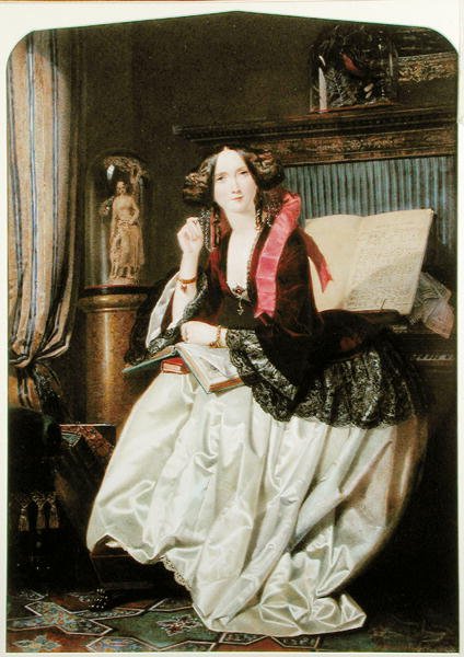 Miss Ashton sitter vid pianot av Joseph Middleton Jopling
