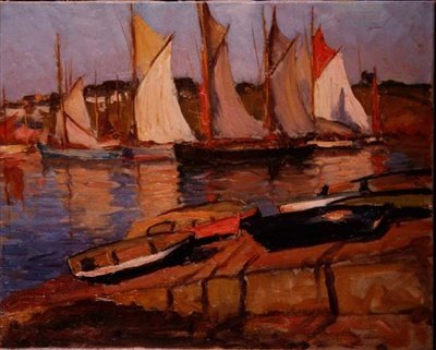 Yachter vid stranden av Joseph Milner Kite