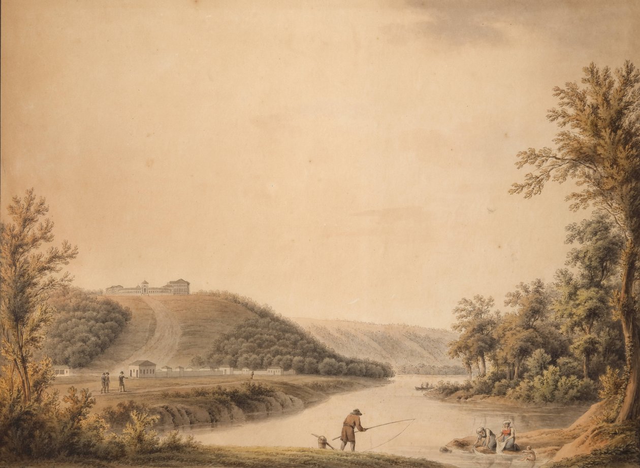 Utsikt över Palace of Kurakins Estate Nadezhdino, 1800-talet. av Joseph Moessmer