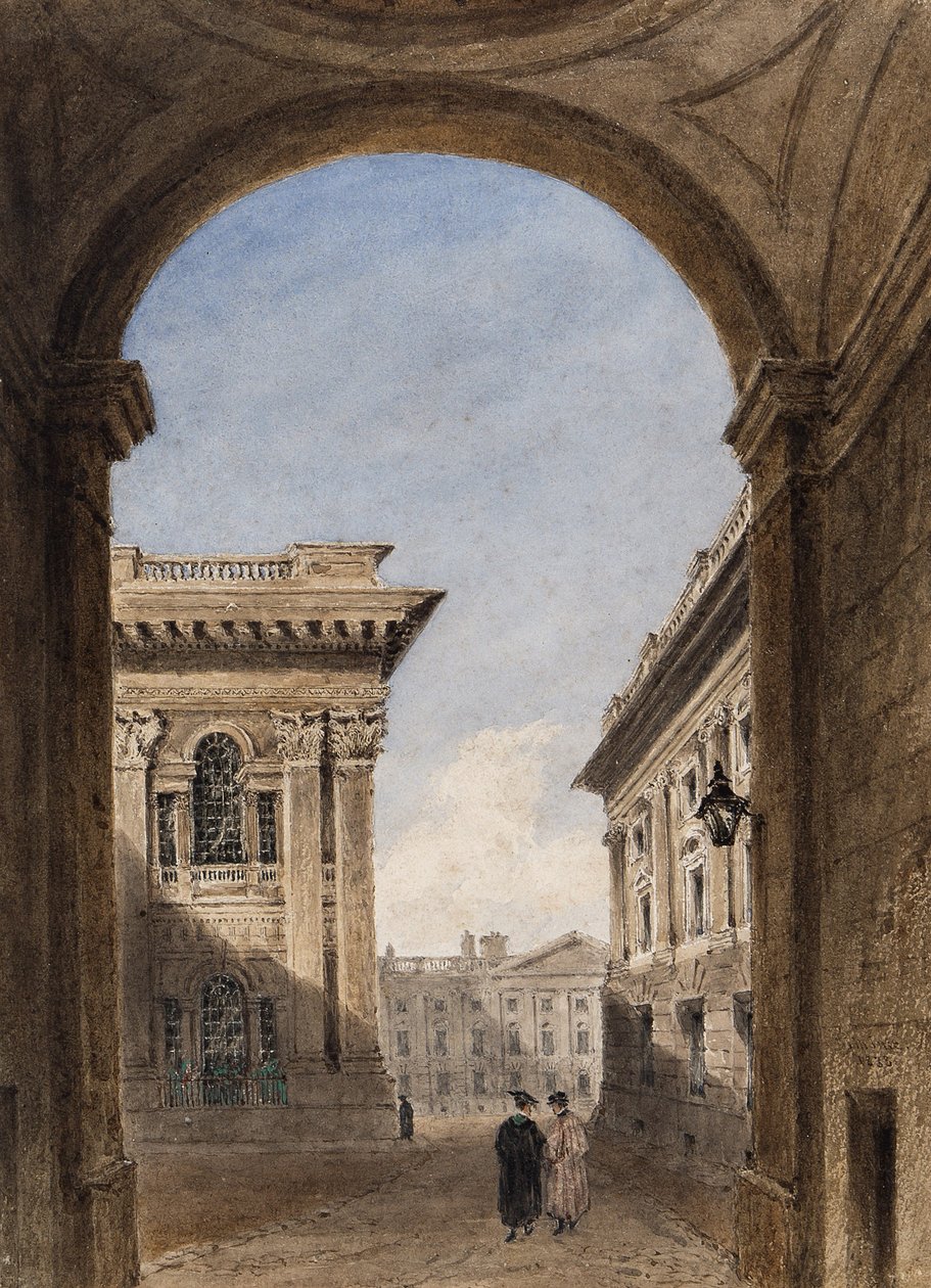 Canterbury Gate och Christ Church Quad, Oxford, 1833 (wc på papper) av Joseph Murray Ince