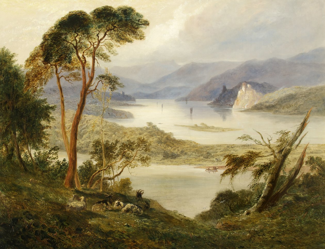 Oberwesel med Schönburg slott, vid Rhen, 1840 av Joseph Murray Ince
