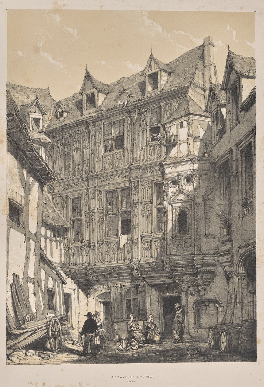 Medeltidens arkitektur: Abbaye St. Amand, Rouen av Joseph Nash