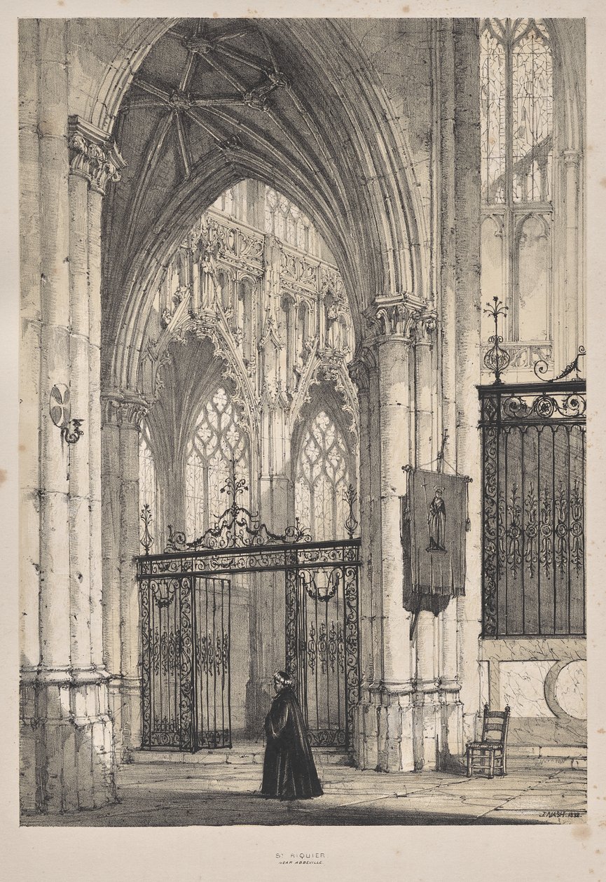 Medeltidens arkitektur: Church of St. Riquier, nära Abbeville av Joseph Nash