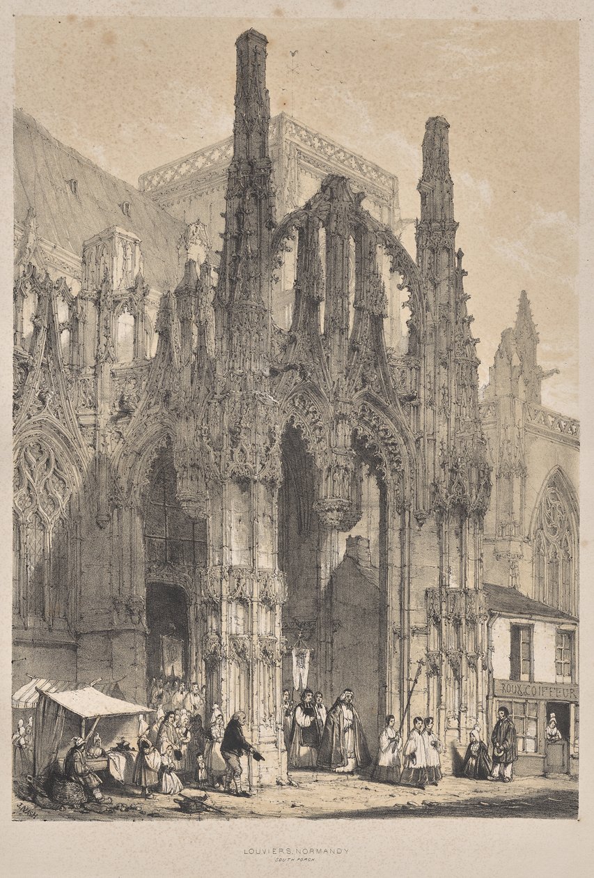 Medeltidens arkitektur: Louviers, Normandie, South Porch av Joseph Nash