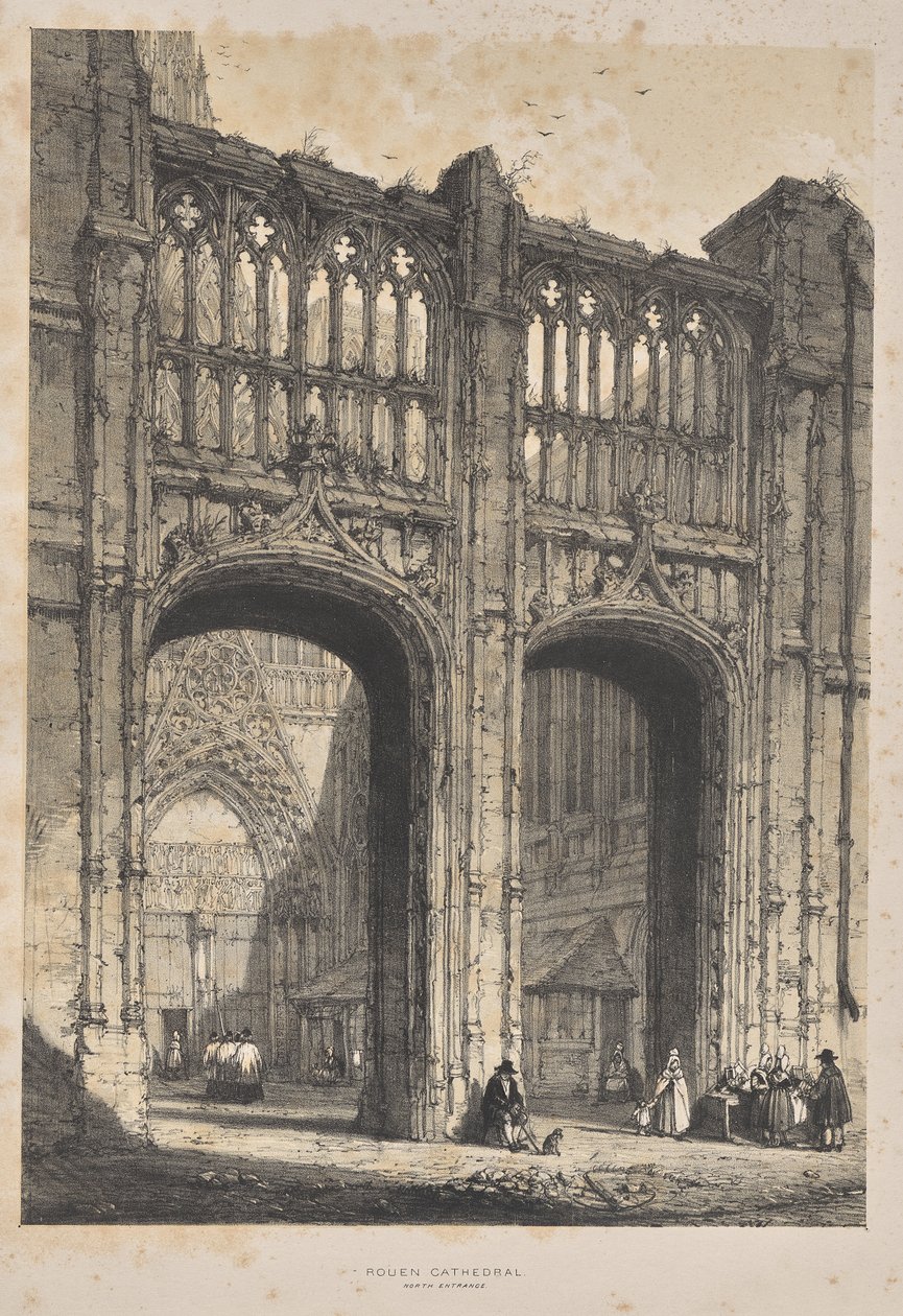 Medeltidens arkitektur: Rouens katedral, norra ingången av Joseph Nash