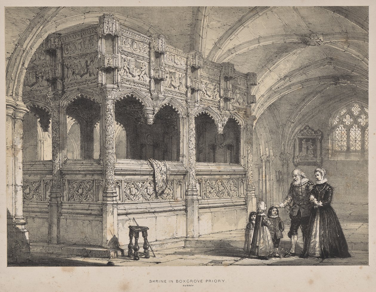 Medeltidens arkitektur: Grevinnan de la Warres helgedom i Boxgrove Priory, Sussex av Joseph Nash