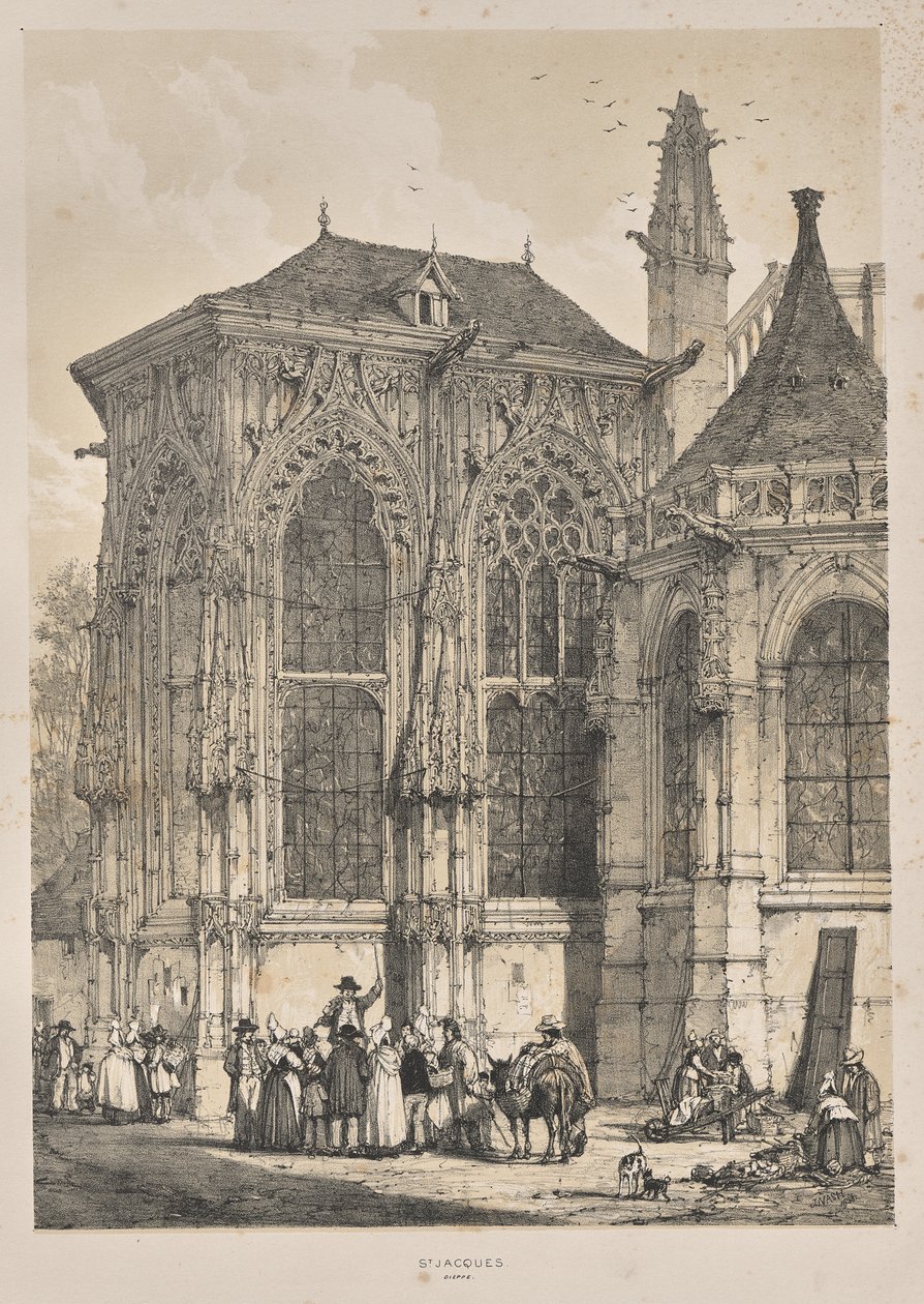 Medeltidens arkitektur: St. Jacques, Dieppe, East End, Exteriör av Joseph Nash