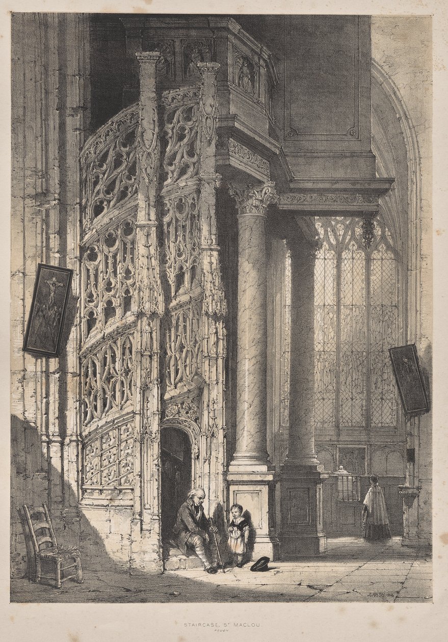 Medeltidens arkitektur: Trappa, St. Maclou, Rouen av Joseph Nash