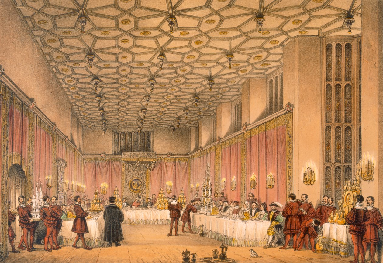 The Chamber, Hampton Court, från "Architecture of the Middle Ages", publicerad 1838 av Joseph Nash