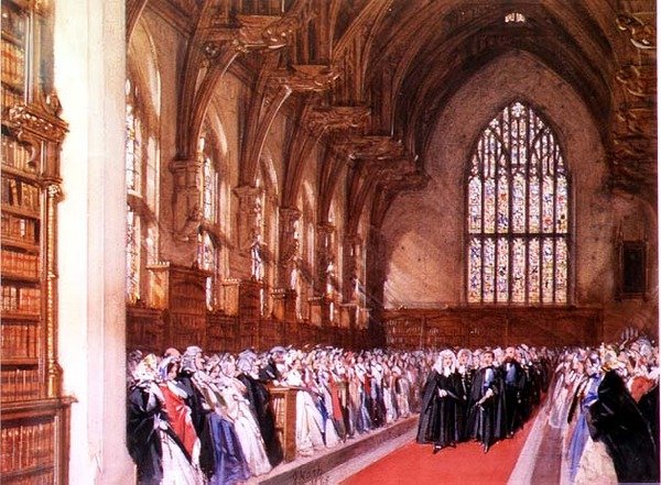 Vy över Westminster Hall (interiör) av Joseph Nash