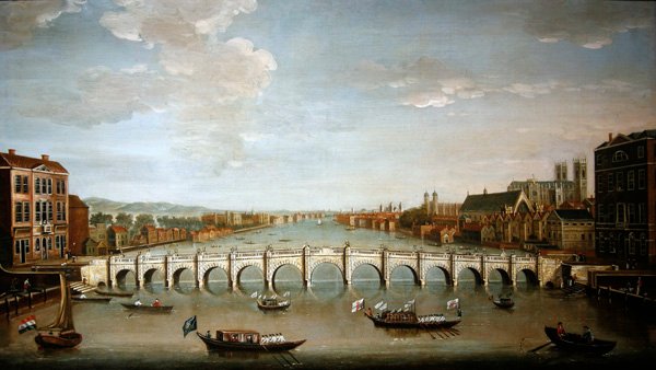 Utsikt över Westminster Bridge (olja på duk) av Joseph Nicholls