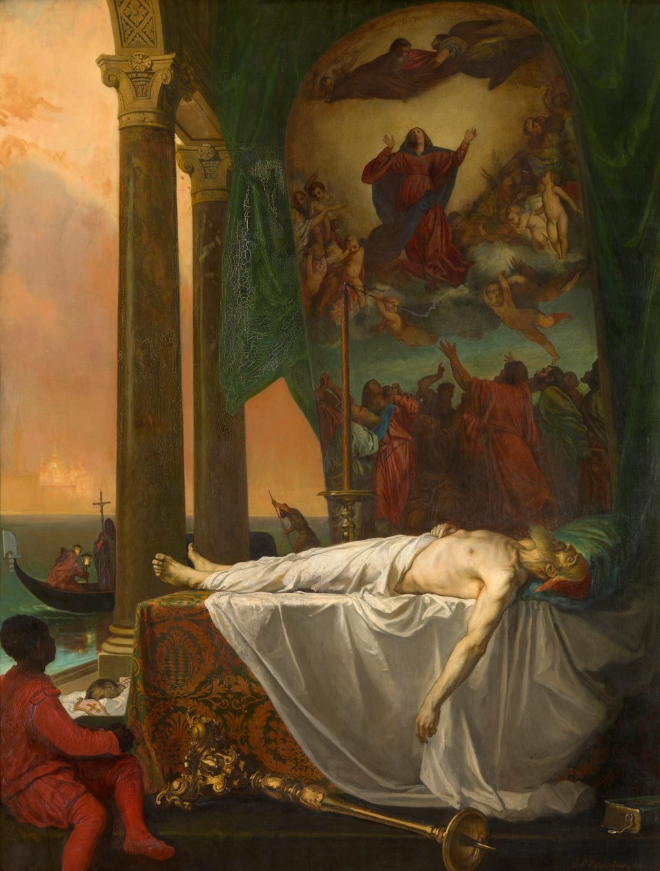 Titian ligger i staten på Palazzo Barberino (olja på duk) av Joseph Nicolas Robert Fleury
