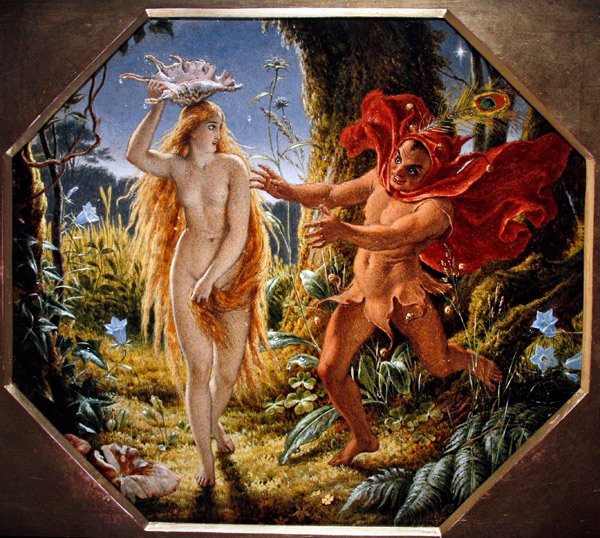 Puck and the Fairy (olja på kort) av Joseph Noel Paton