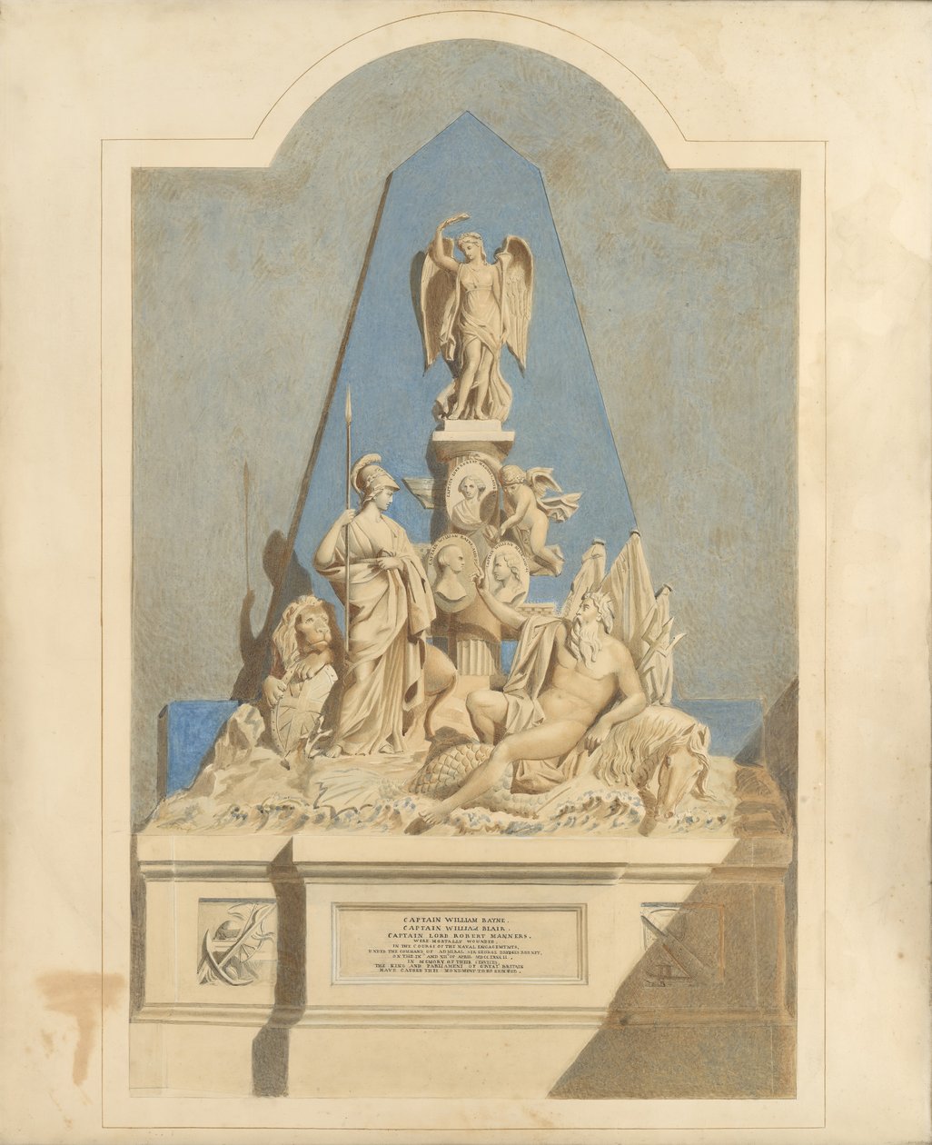 Design för The Three Captains Memorial, ca. 1784. av Joseph Nollekens