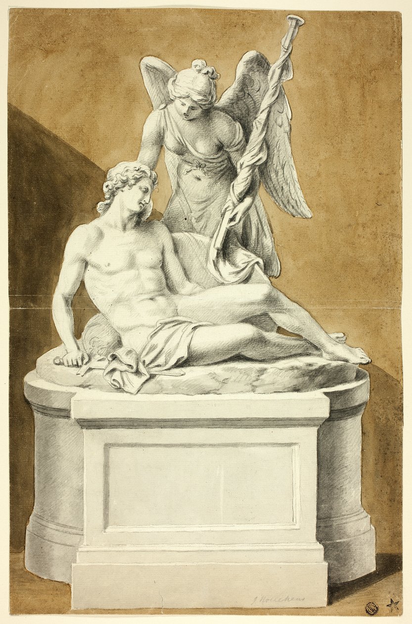 Monument med död krigare och ängel av Joseph Nollekens