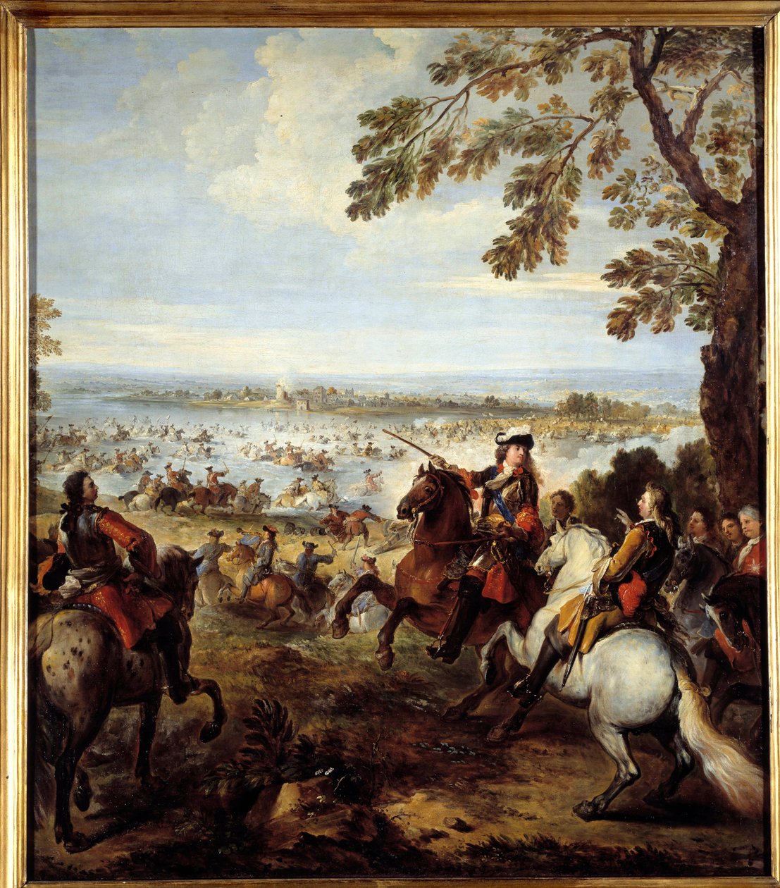 Passage av Rhen av Armee av Ludvig XIV (1638-1715), en Tholhuis-målning av Joseph Parrocel (1646-1704) Sön. 2,34x1,64 m av Joseph Parrocel