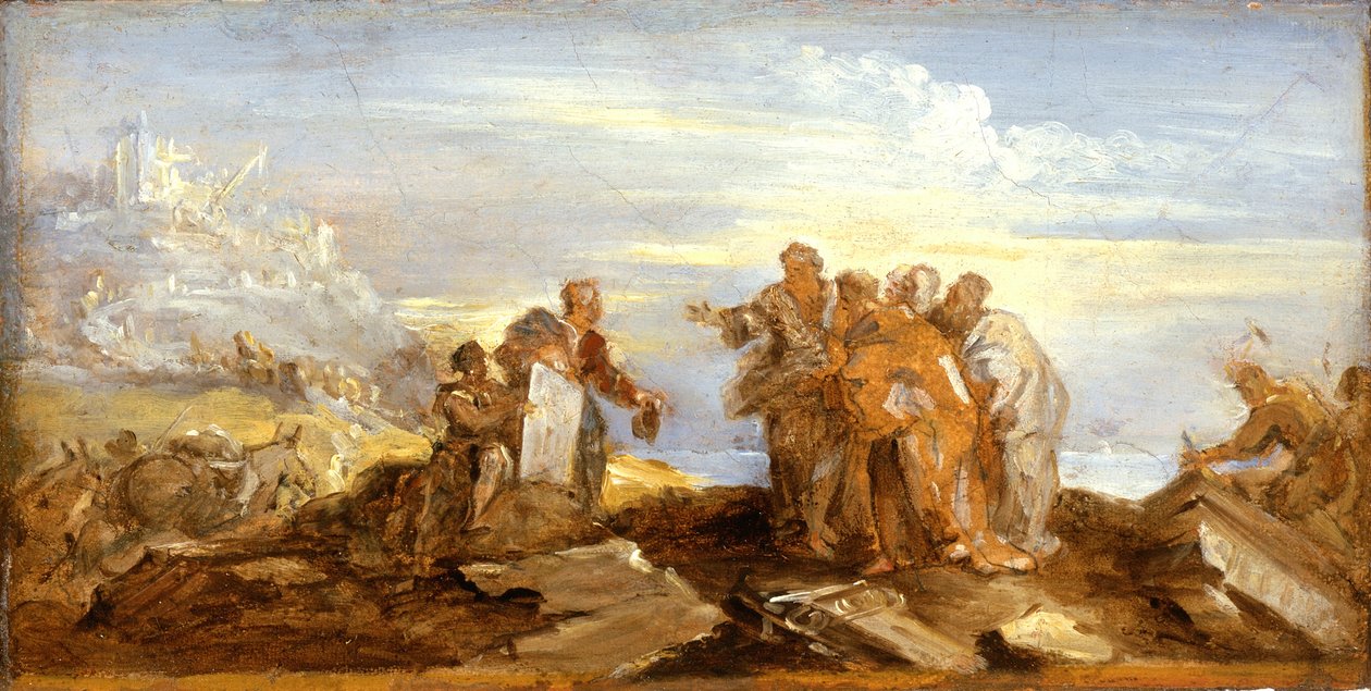 Scen från antikens historia, ca 1680-90 (olja på papper på duk) av Joseph Parrocel