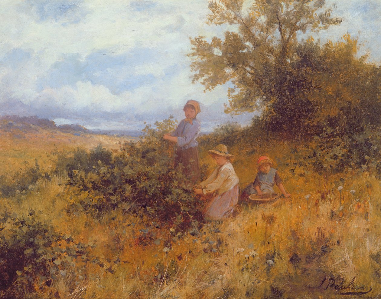 Blackberry Picking, ca 1870 (olja på duk) av Joseph Paulman