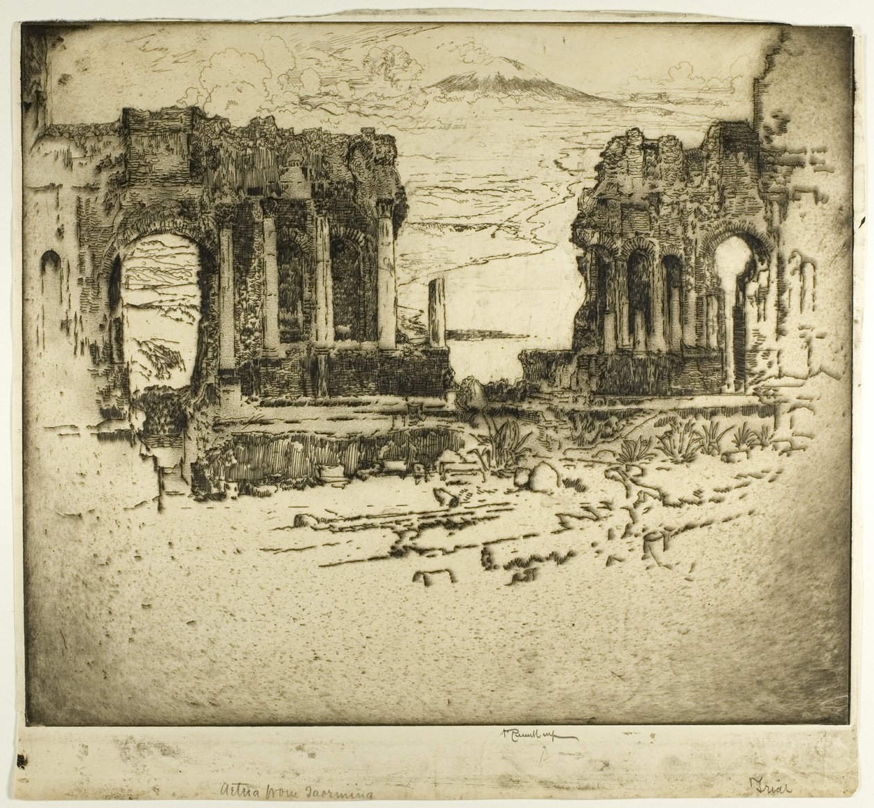 Aetna från Taormina av Joseph Pennell