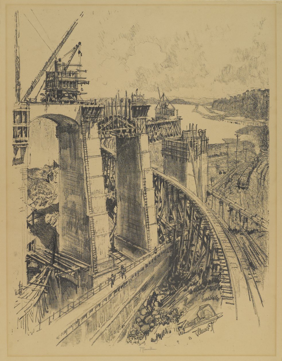 Närmar sig Gatun Lock, 1912 av Joseph Pennell
