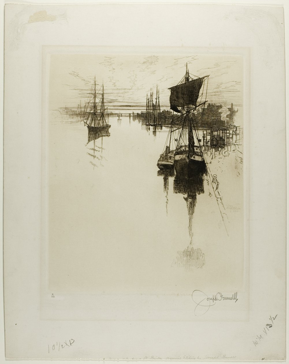 Nedanför Chestnut Street Bridge, Philadelphia av Joseph Pennell