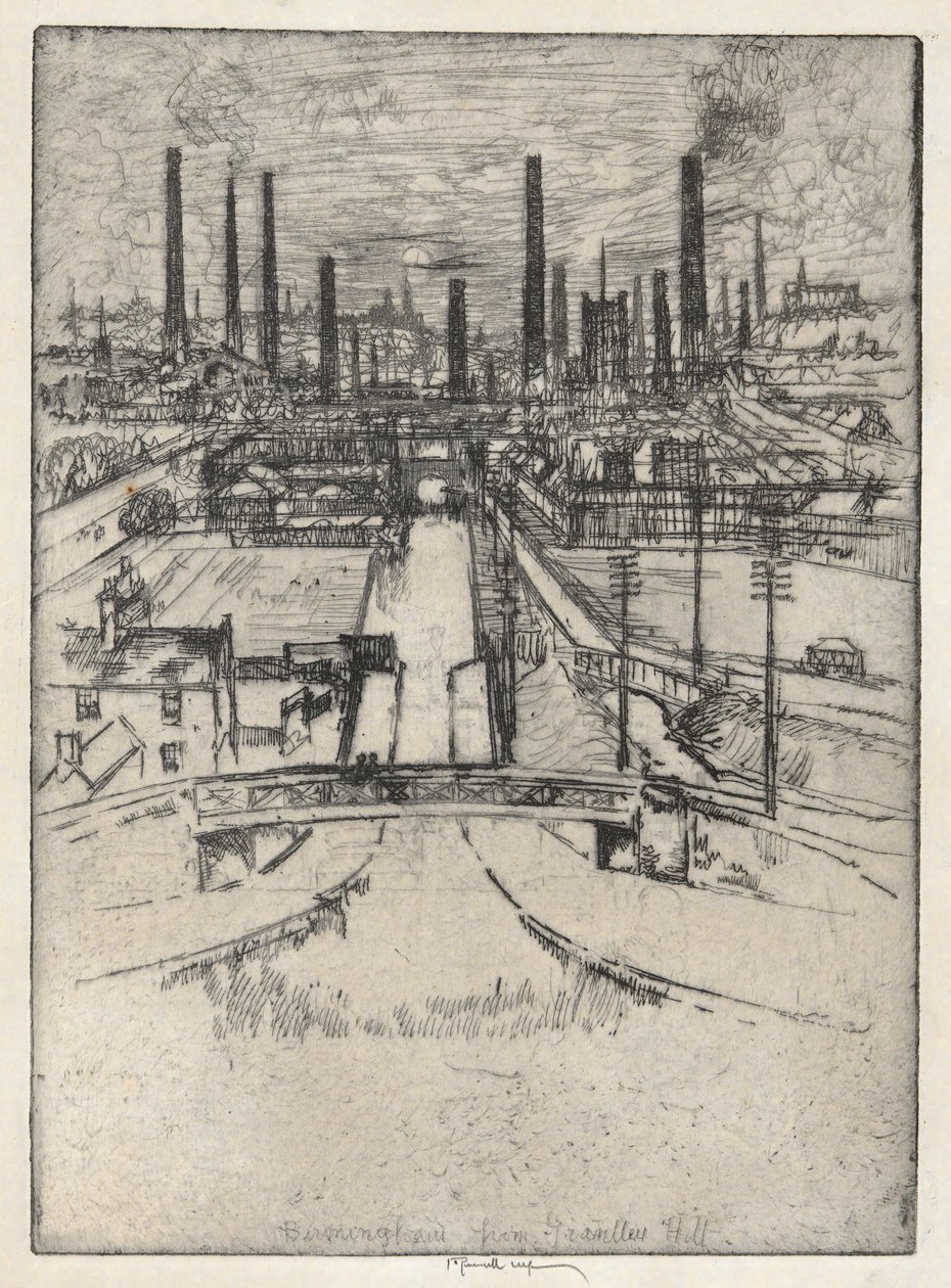 Birmingham från Granlley Hill av Joseph Pennell