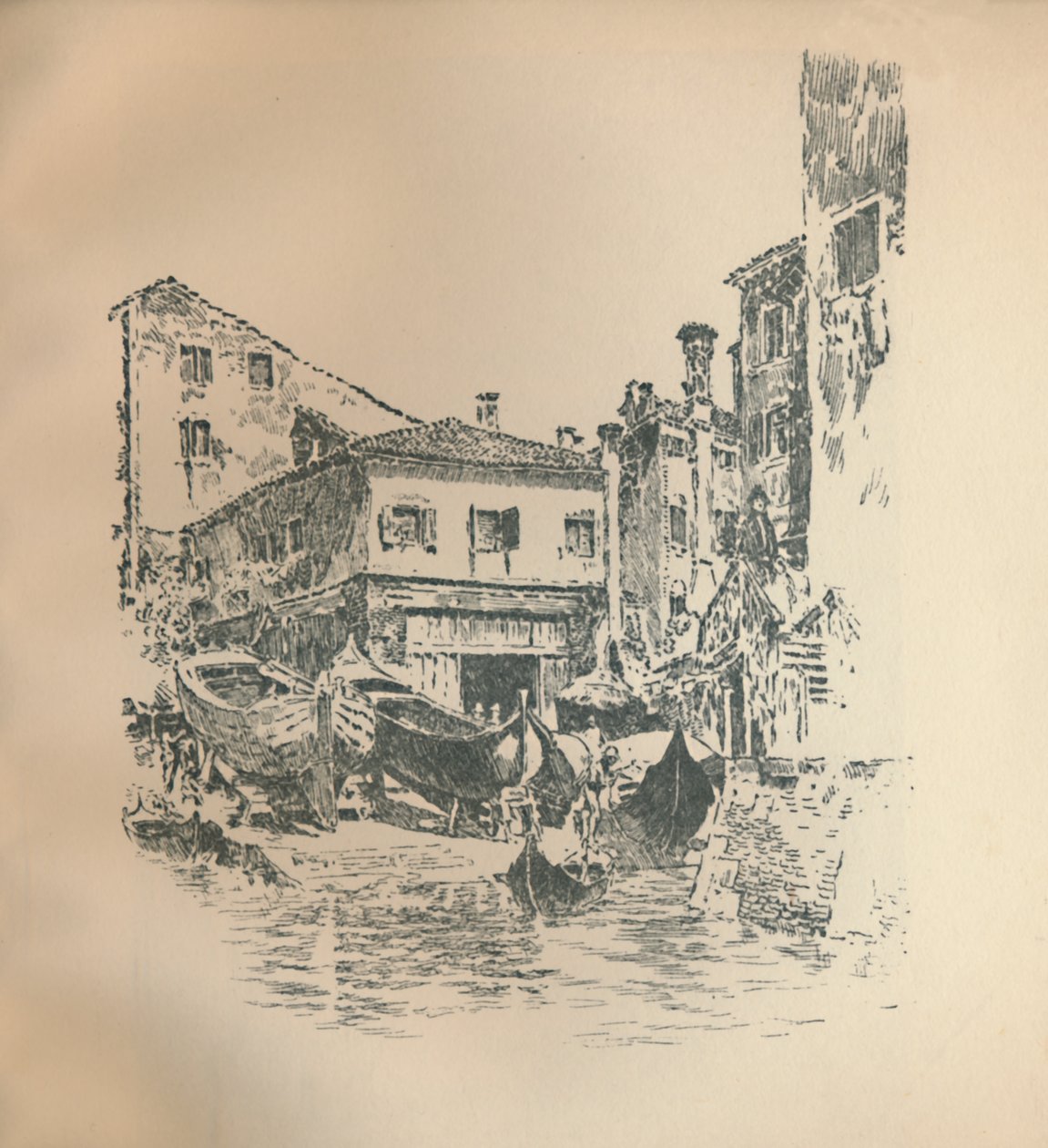 Båtbyggnad, Venedig, 1905, 1925. av Joseph Pennell