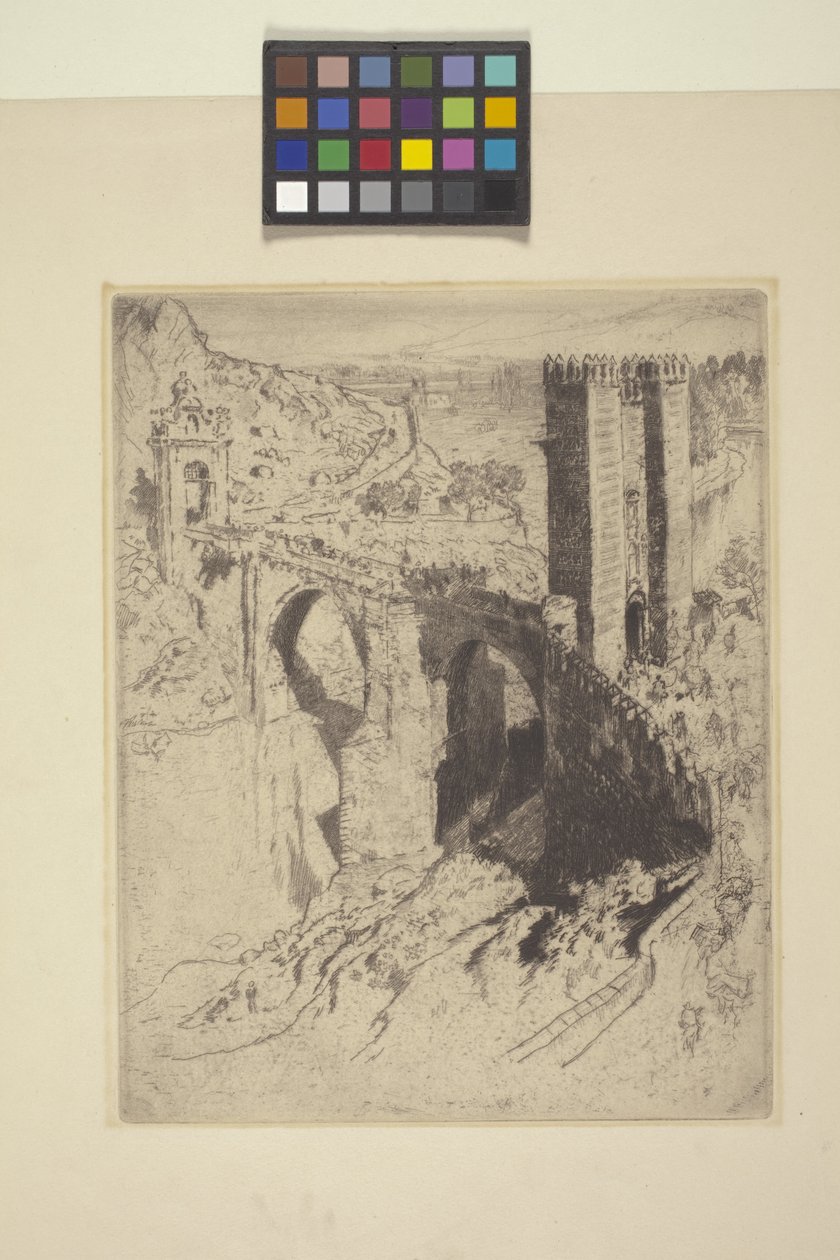 Bridge Of Alcantara (etsning) av Joseph Pennell