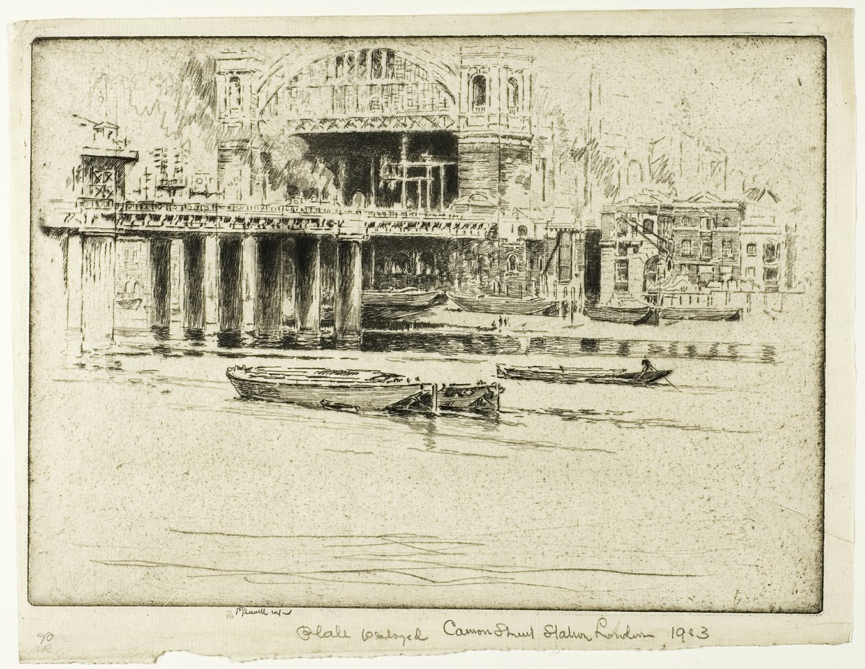 Cannon Street Station, från floden av Joseph Pennell