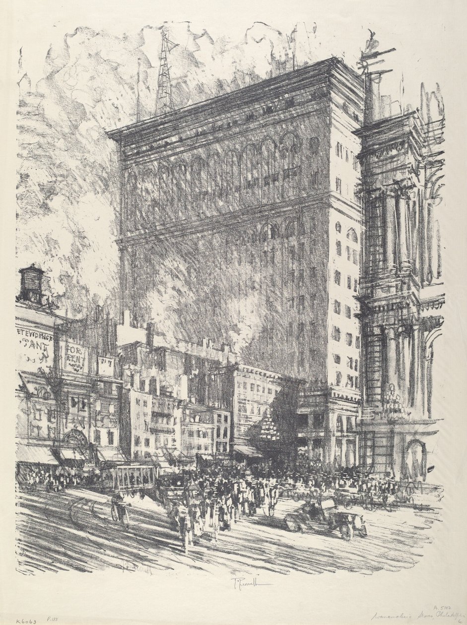Rådhustorget och Wanamaker-byggnaden av Joseph Pennell