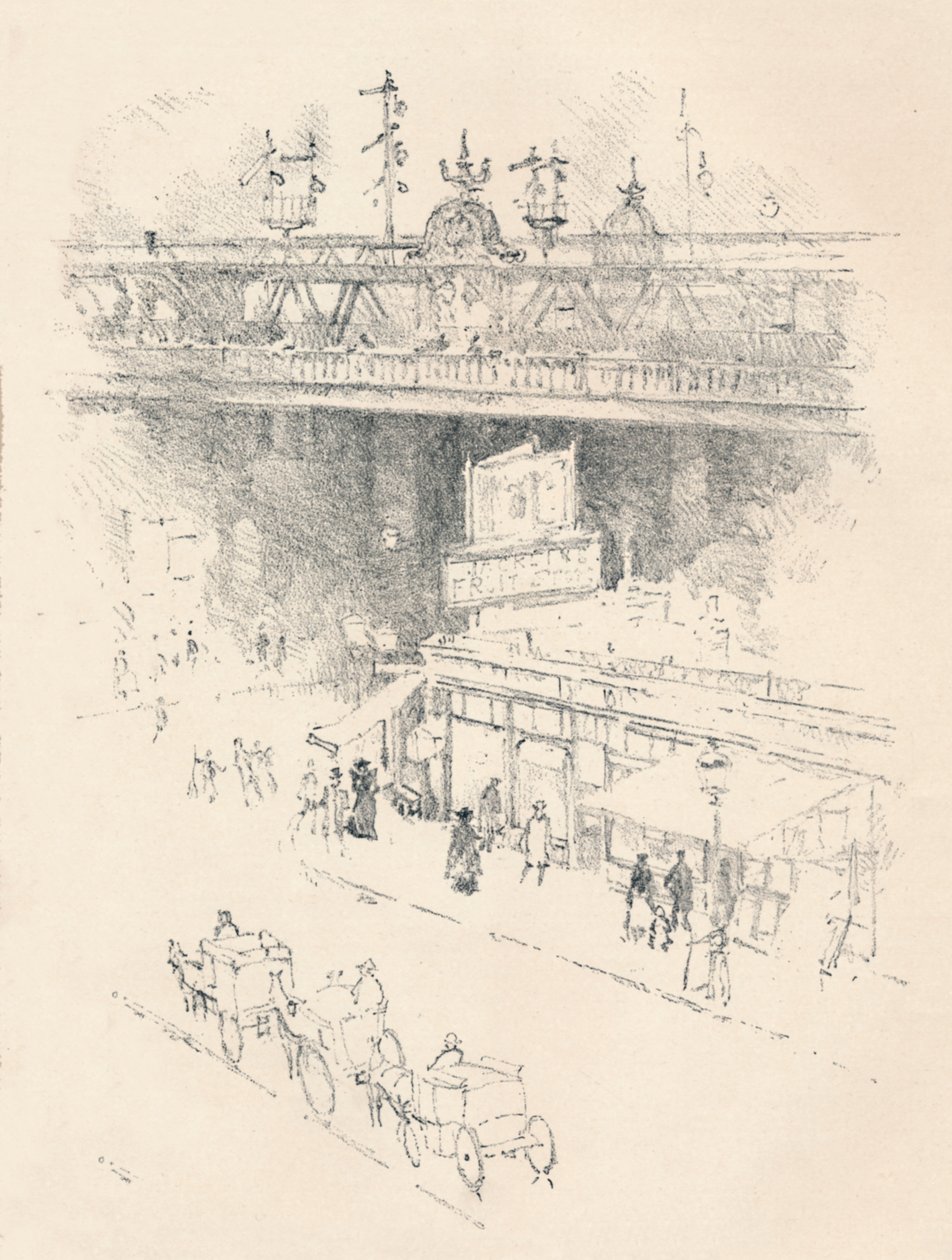 Hörn av Villiers Street, Charing Cross, 1896 av Joseph Pennell