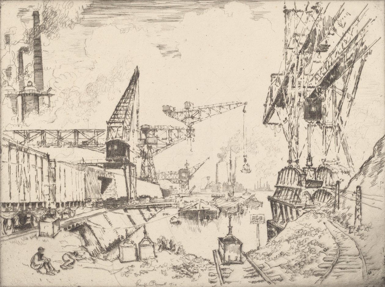 Tranor i Duisburg, 1910. av Joseph Pennell