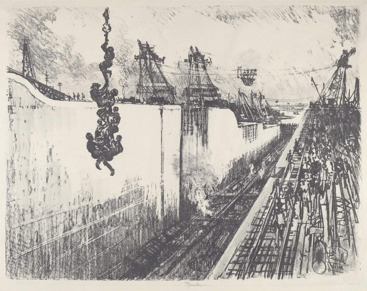 Dinner Time, Gatun Lock, 1912. av Joseph Pennell