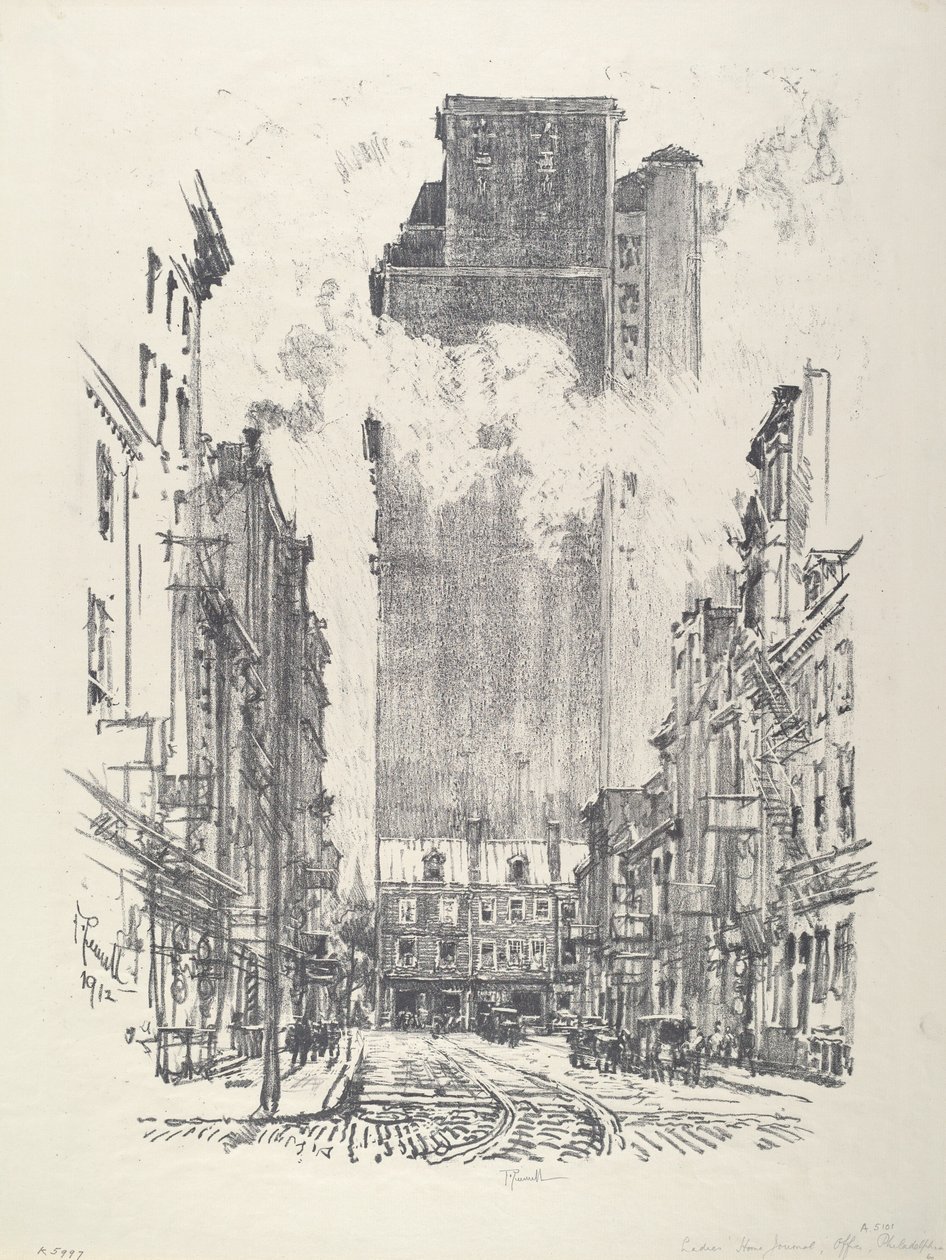 Nedför Sansom Street av Joseph Pennell