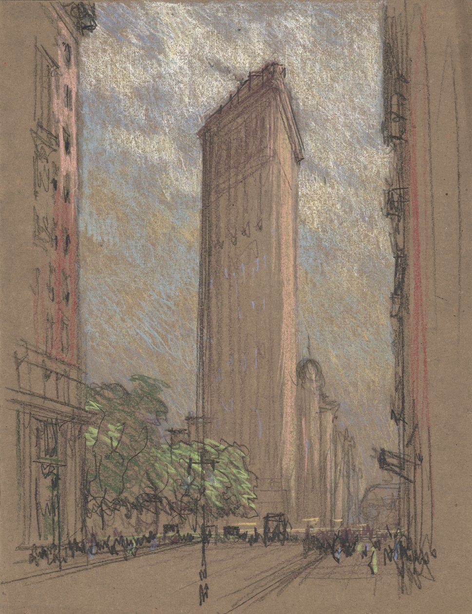 Ritning av Flatiron Building av Pennell, c.1904 (penna och krita på papper) av Joseph Pennell
