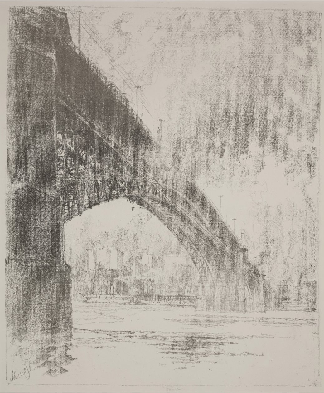 East Bridge, St Louis av Joseph Pennell