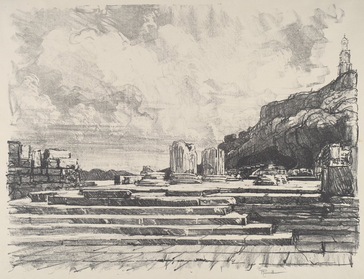 Eleusis, templets trottoar, 1913. av Joseph Pennell