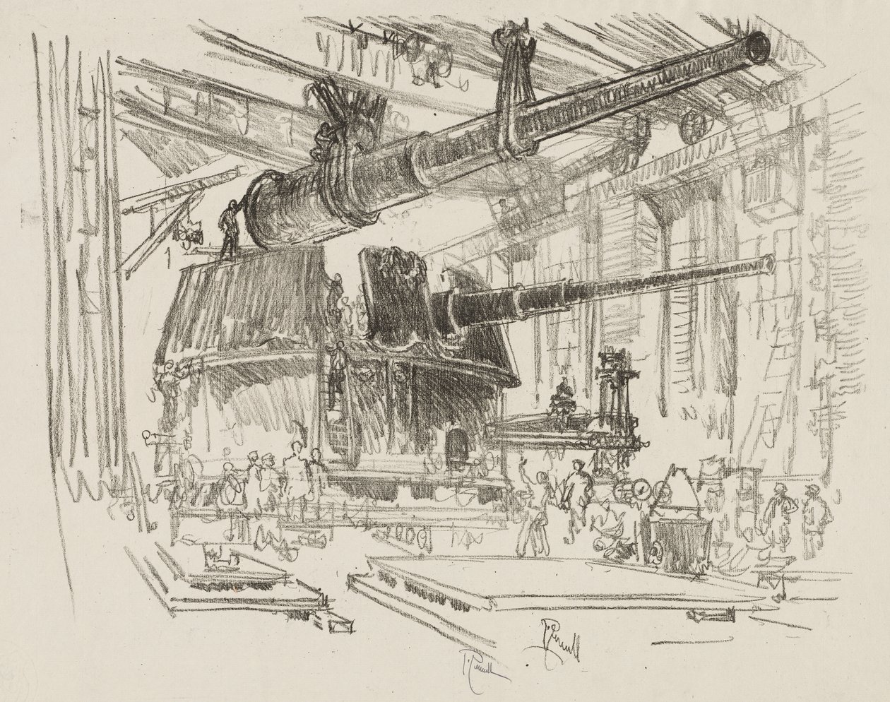 English War Work: Fitting Guns in Turrets av Joseph Pennell