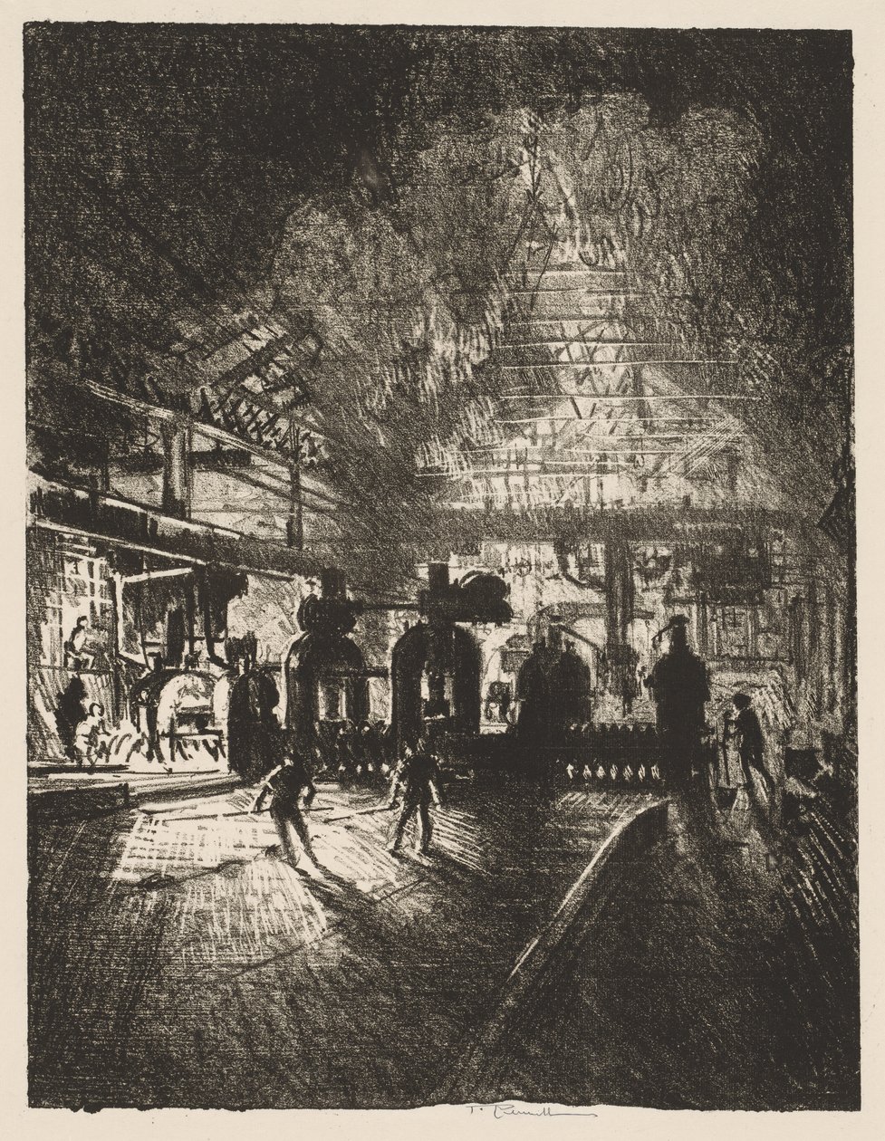 English War Work: In the Jaws of Death, Rolling Bars for Shells av Joseph Pennell