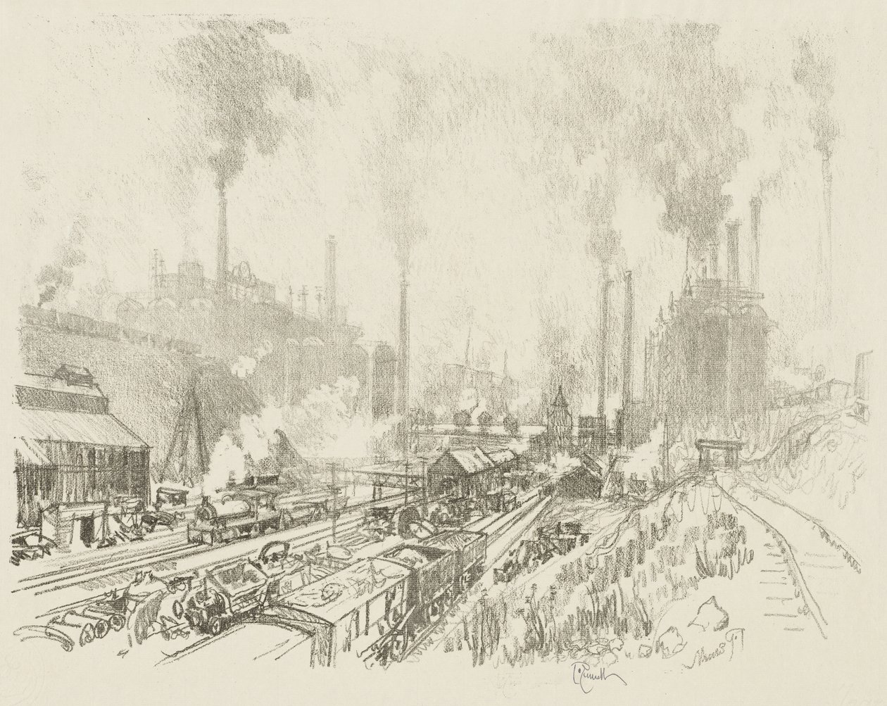 Engelska krigsarbetet: In the Land of Iron and Steel av Joseph Pennell