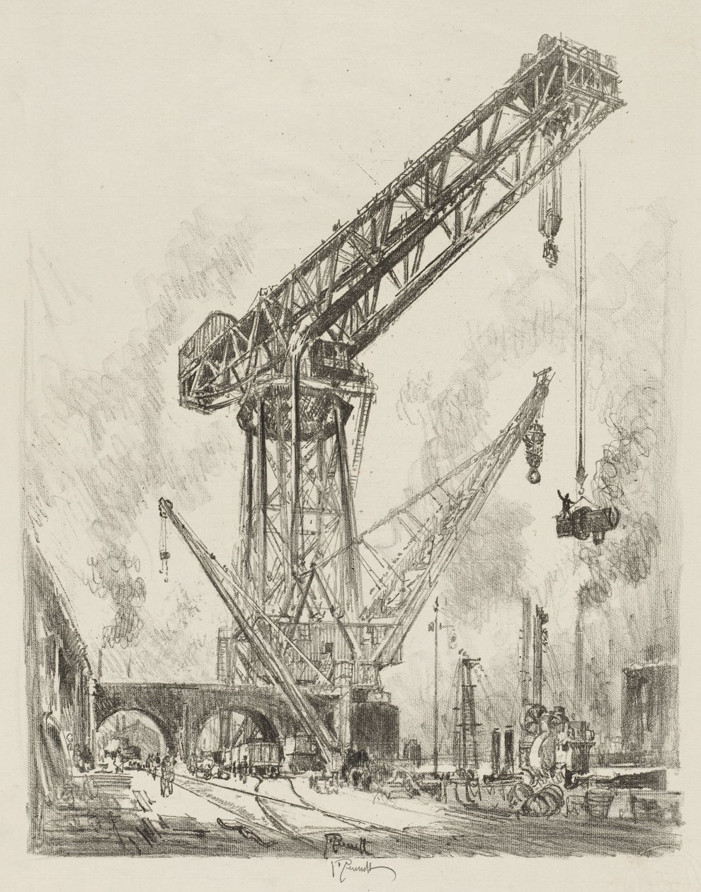Engelskt krigsarbete: Tillverkat i Tyskland, The Great Crane av Joseph Pennell