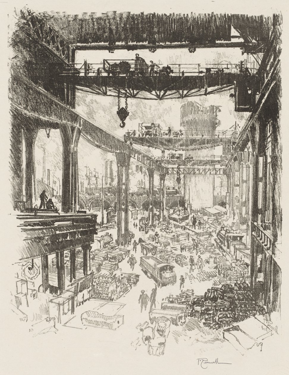 Engelska krigsarbetet: The Great Tower, Pig Iron av Joseph Pennell