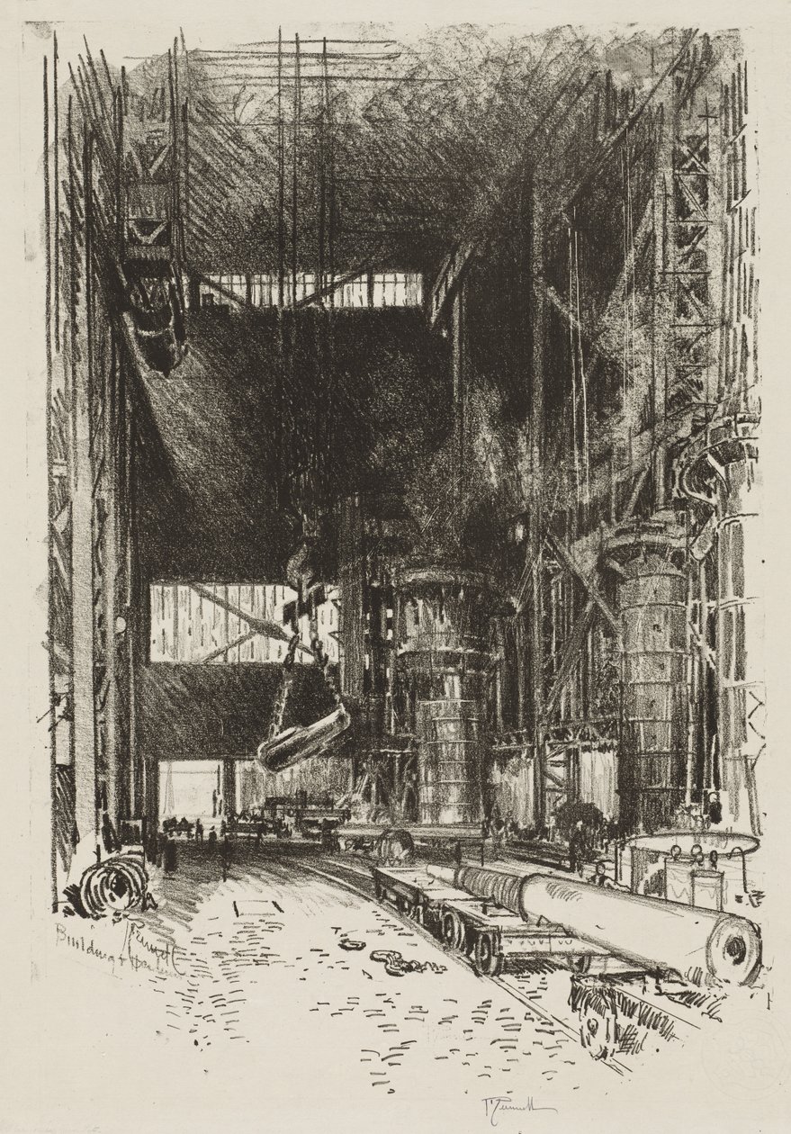 Engelska krigsarbetet: The New Gun Pit av Joseph Pennell