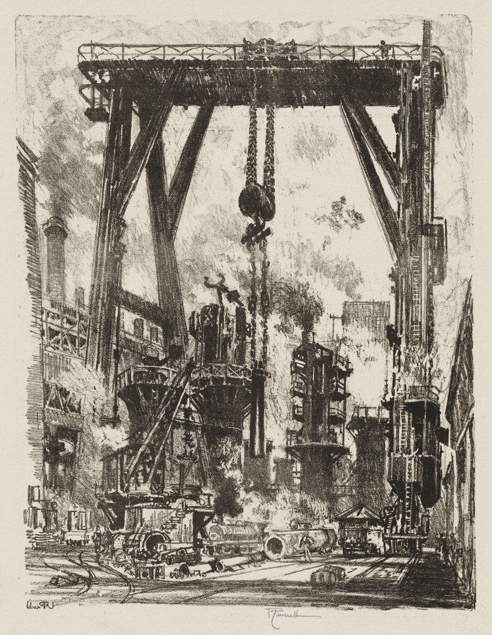 Engelska krigsarbetet: The Old Gun Pit av Joseph Pennell
