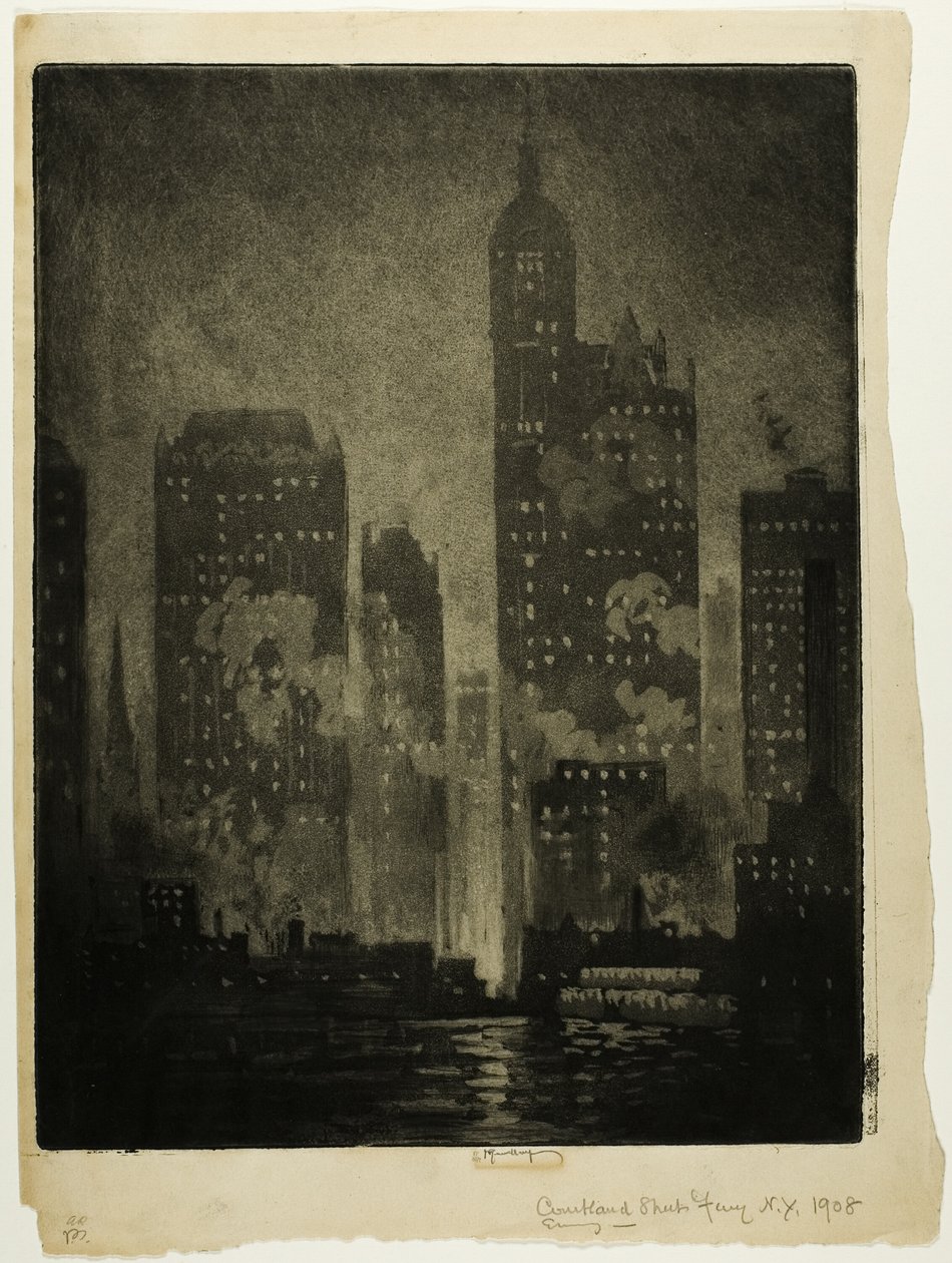 Från Courtlandt Street Ferry av Joseph Pennell