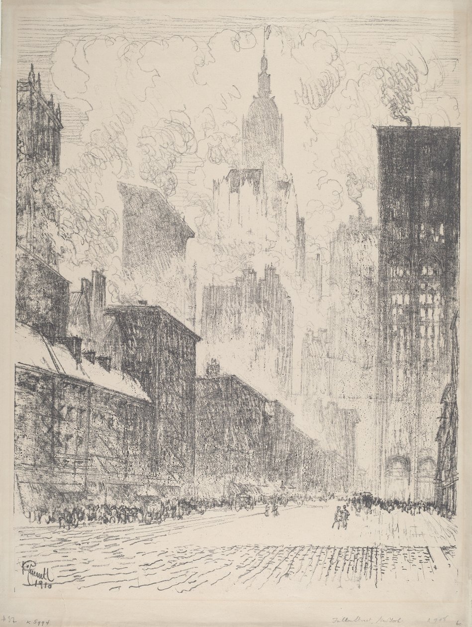 Från Fulton Street, 1910. av Joseph Pennell